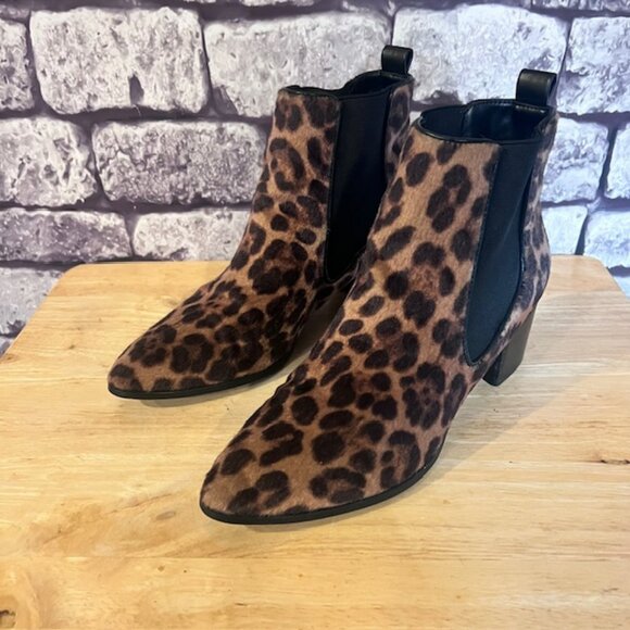 Nine West Black & Brown Animal Print Ankle Boots Size 8 - Picture 1 of 6
